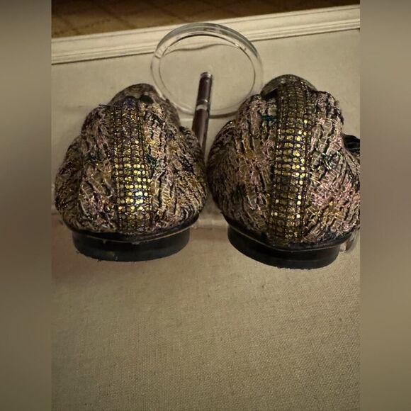 Chanel metallic pink tweed ballet flats with gold toecap and back detail 39.5 - Picture 6 of 12